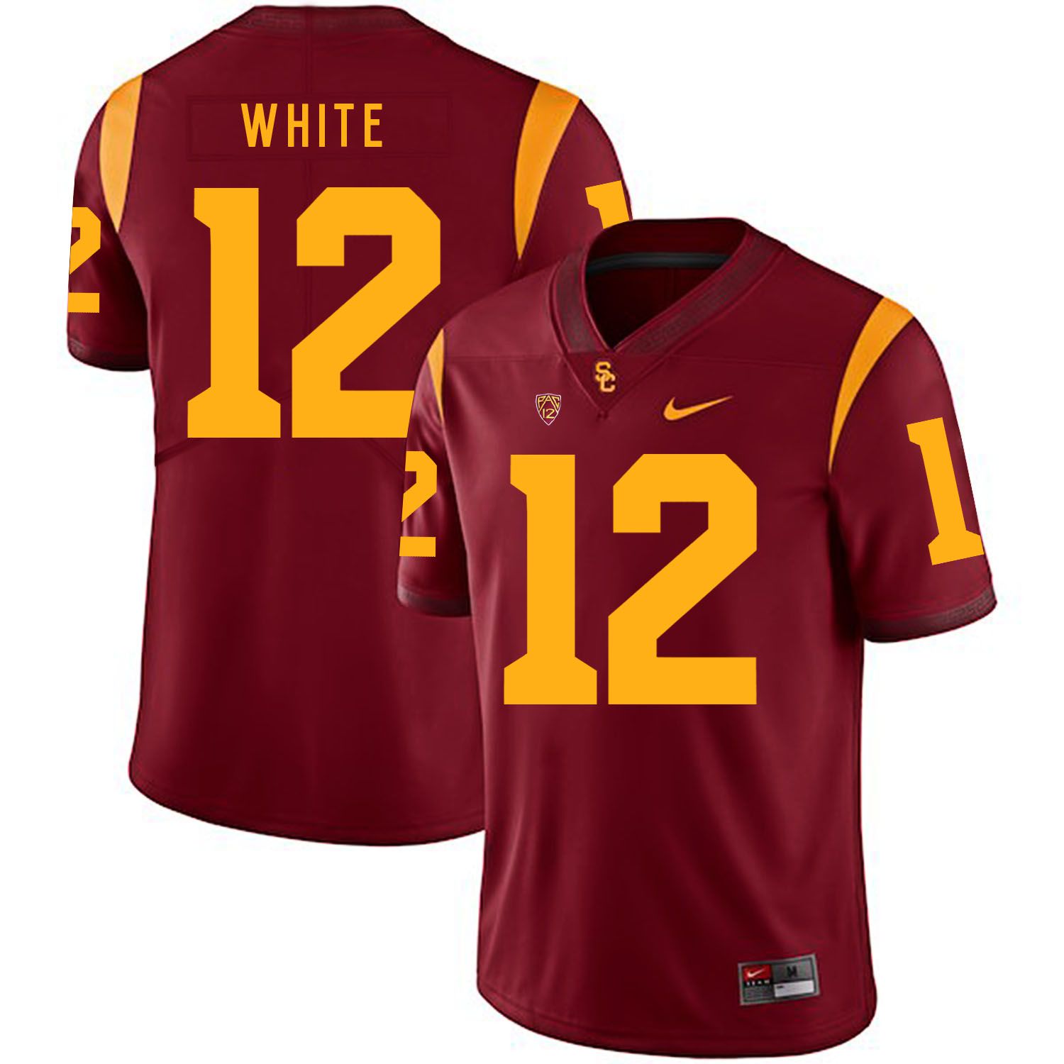 Men USC Trojans #12 White Red Customized NCAA Jerseys->customized ncaa jersey->Custom Jersey